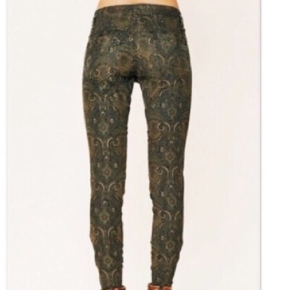 Free People Olive Green Paisley Print Leggings